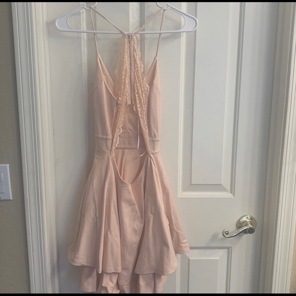 Blush V-Neck Racerback Cocktail Dress - Picture 4 of 4